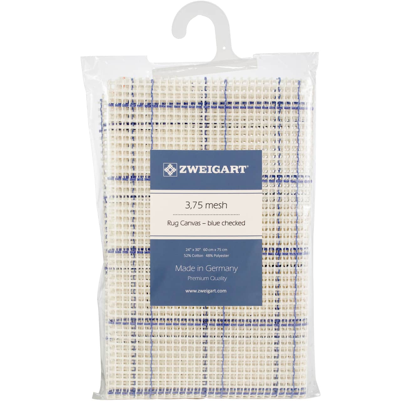 Zweigart® Blue Checked 3.75" Mesh Rug Canvas, 24" x 30"